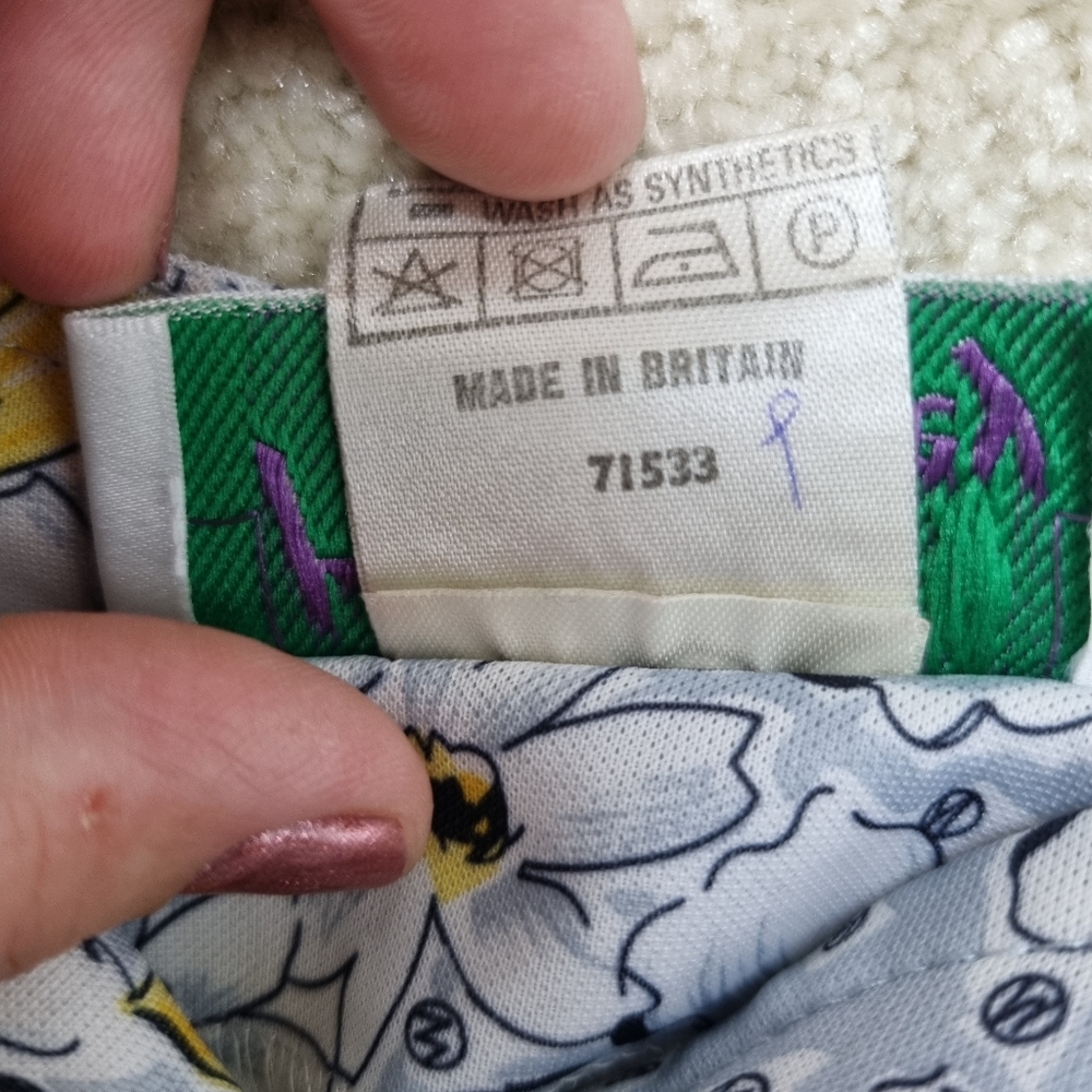 Vintage Heather Valley Dress Size 14 1970's Yellow Grey Daisy Sleeveless Button - Picture 8 of 10